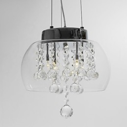 Artistieke 4-lichts kristallen hanglamp met glazen kap