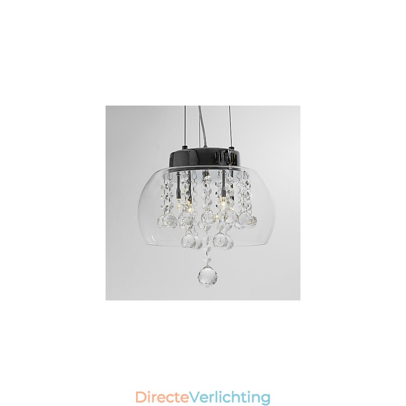 Artistieke 4-lichts kristallen hanglamp met glazen kap