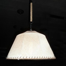 Retro hanglamp met 1 lamp in stoffen kap in Noord-Amerikaanse stijl