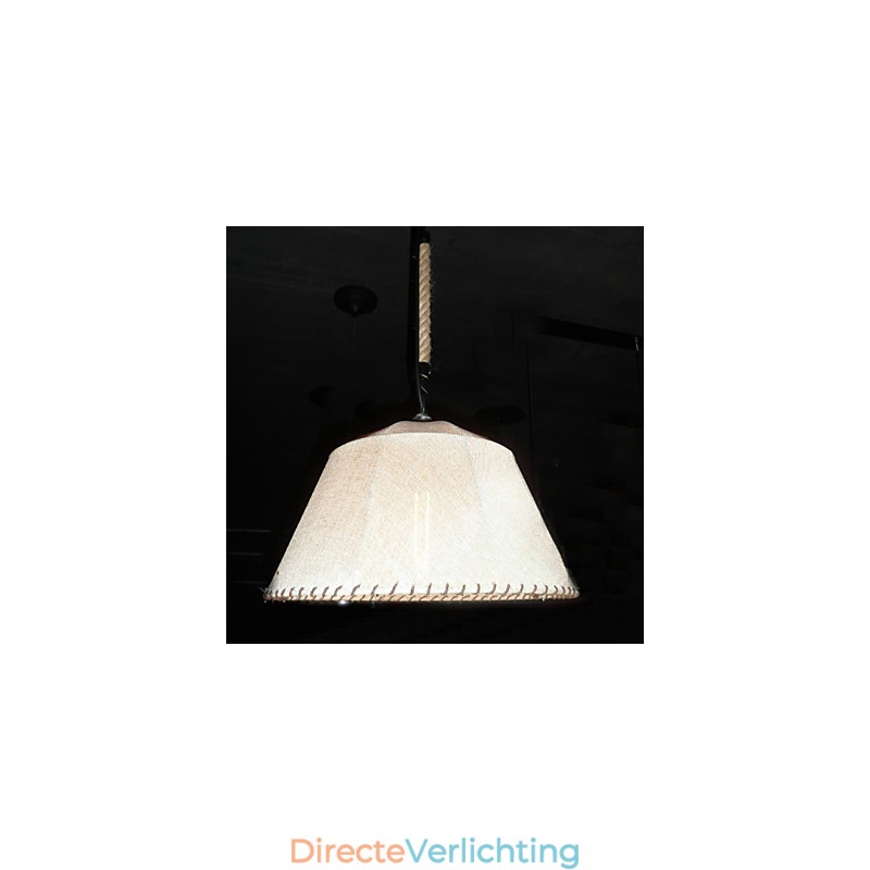 Retro hanglamp met 1 lamp in stoffen kap in Noord-Amerikaanse stijl