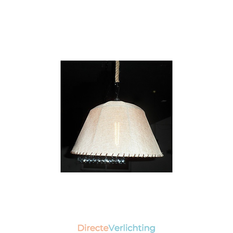 Retro hanglamp met 1 lamp in stoffen kap in Noord-Amerikaanse stijl