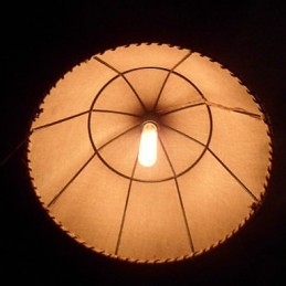 Retro hanglamp met 1 lamp in stoffen kap in Noord-Amerikaanse stijl