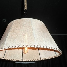 Retro hanglamp met 1 lamp in stoffen kap in Noord-Amerikaanse stijl