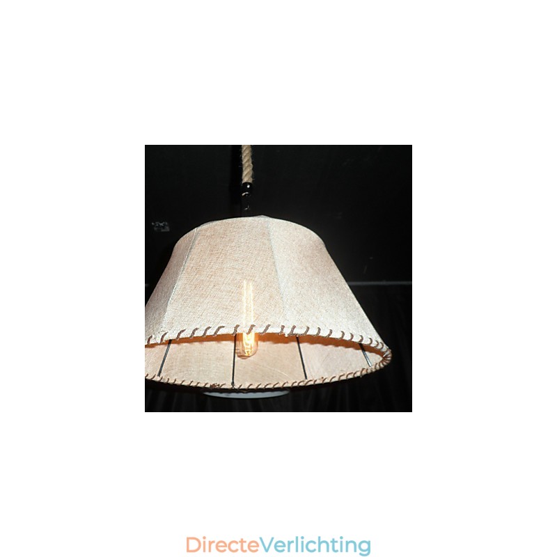 Retro hanglamp met 1 lamp in stoffen kap in Noord-Amerikaanse stijl