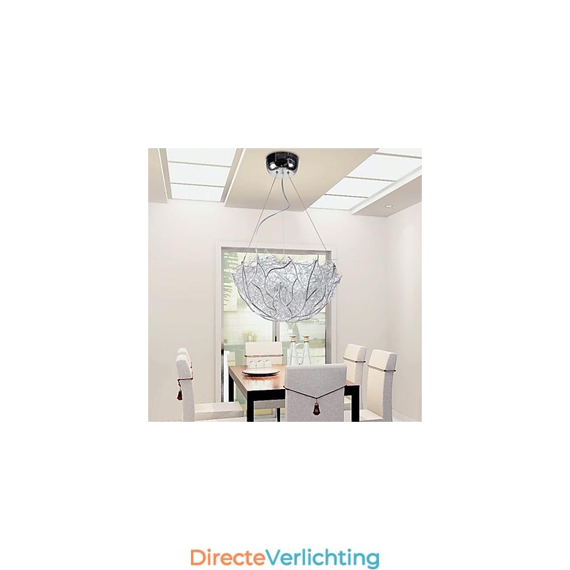 Moderne, eigentijdse zilveren metalen hanglamp