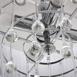 Moderne kristallen hanglamp met 4 lampen en zwarte kap