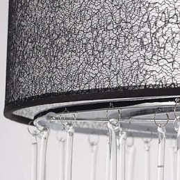 Moderne kristallen hanglamp met 4 lampen en zwarte kap