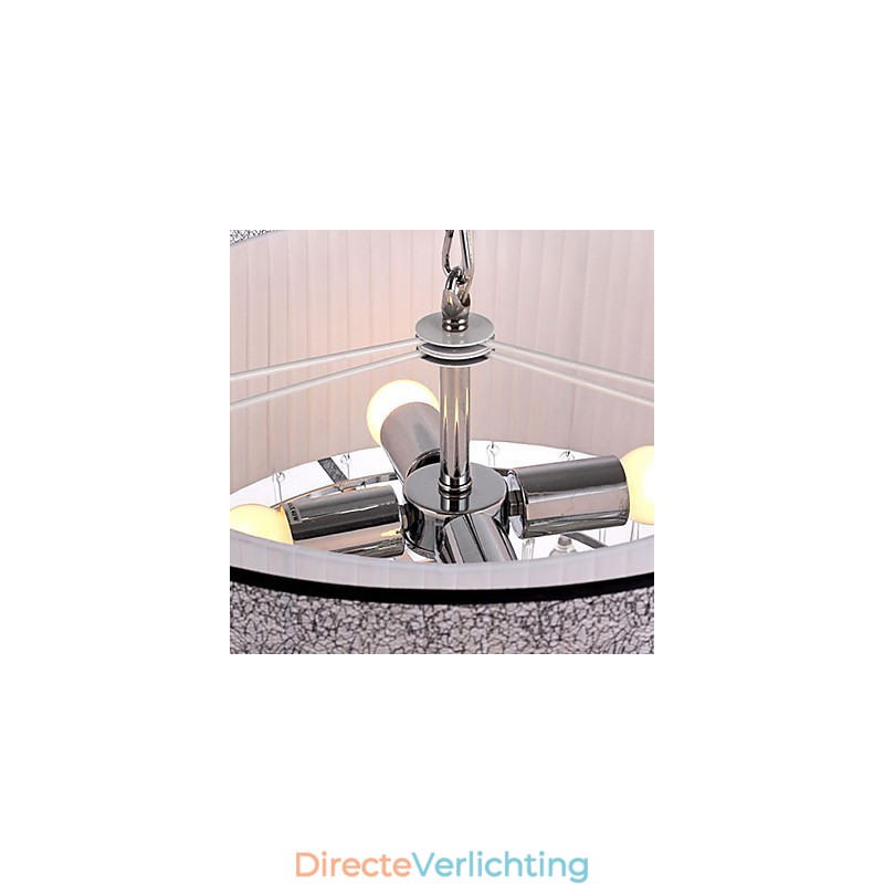 Moderne kristallen hanglamp met 4 lampen en zwarte kap