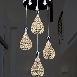 4-koppige hanglamp kristal modern eigentijds metaal