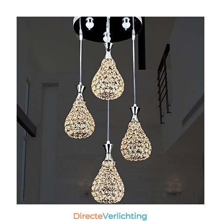 4-koppige hanglamp kristal modern eigentijds metaal 4-koppige hanglamp kristal modern eigentijds metaal