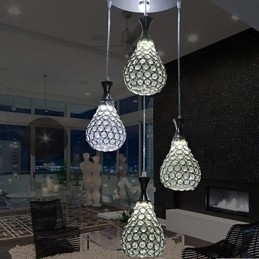 4-koppige hanglamp kristal modern eigentijds metaal