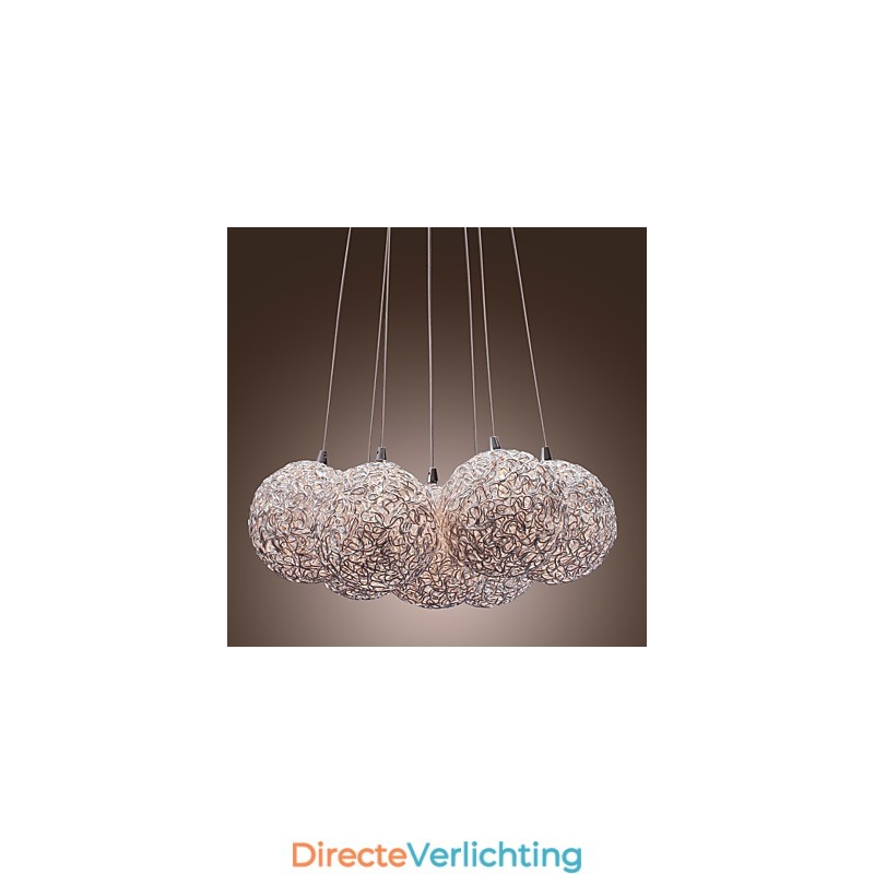 Moderne aluminium hanglamp met 7 lampen