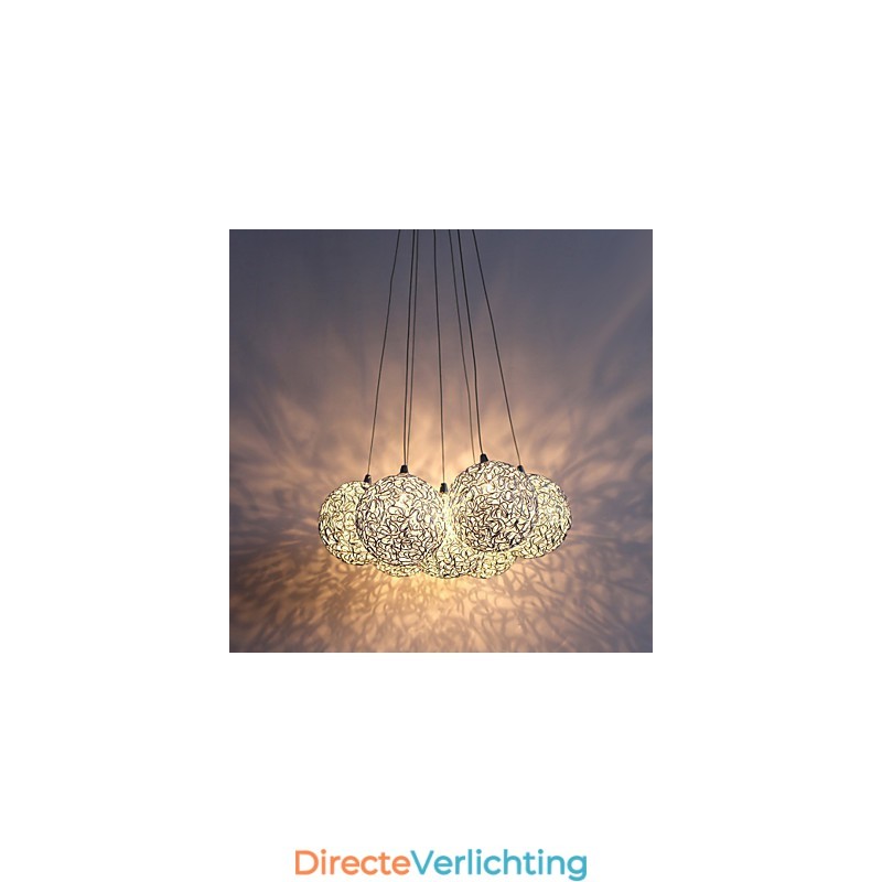 Moderne aluminium hanglamp met 7 lampen
