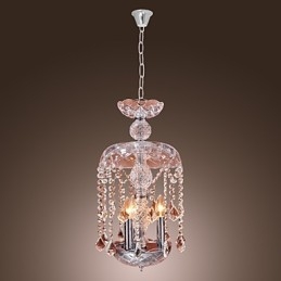 Moderne kristallen hanglamp met 3 lampen in glazen kap