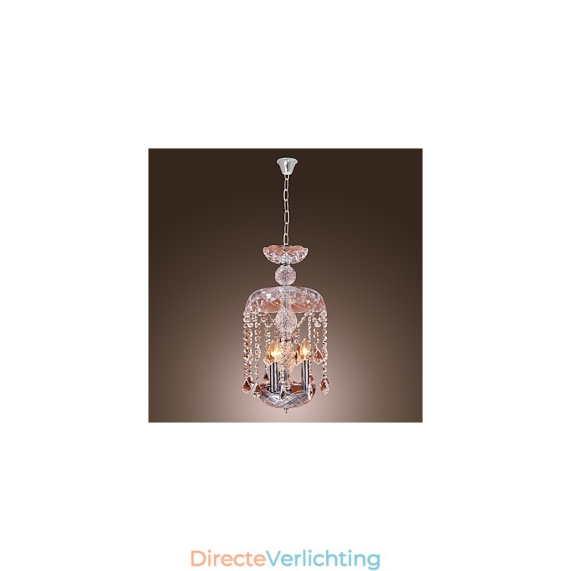 Moderne kristallen hanglamp met 3 lampen in glazen kap