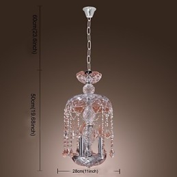 Moderne kristallen hanglamp met 3 lampen in glazen kap