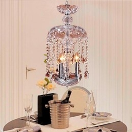 Moderne kristallen hanglamp met 3 lampen in glazen kap