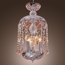 Moderne kristallen hanglamp met 3 lampen in glazen kap