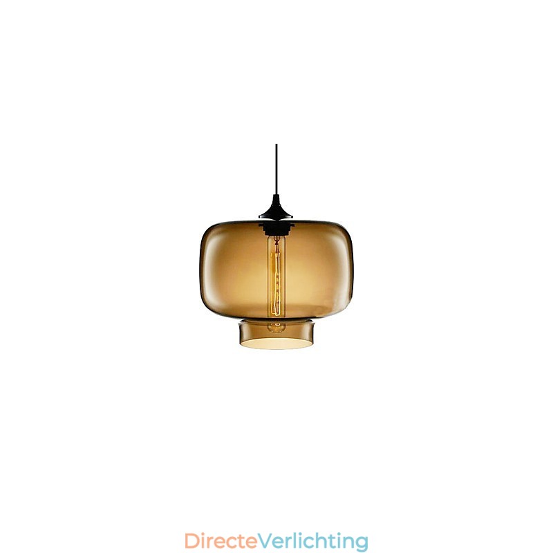 70W moderne glazen hanglamp in bruin transparant flesontwerp