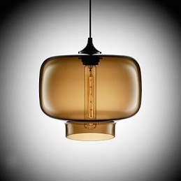 70W moderne glazen hanglamp in bruin transparant flesontwerp