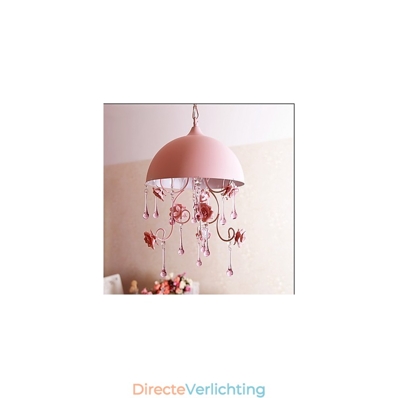 Een kleine roze rozentuin kroonluchterlamp Iron Princess
