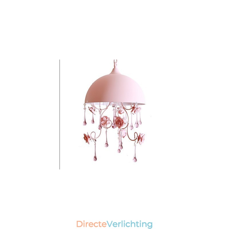 Een kleine roze rozentuin kroonluchterlamp Iron Princess
