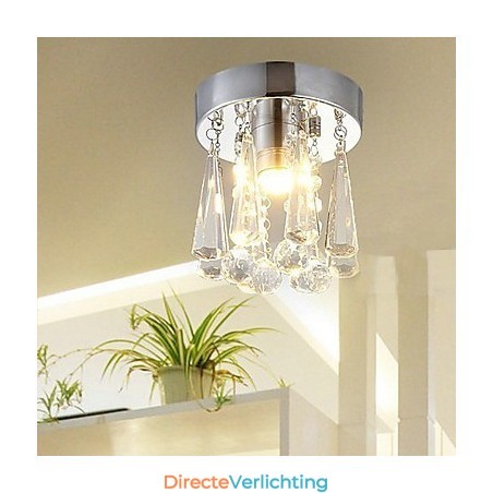 Moderne kristallen 1-lichts plafondlamp in kroonvorm Moderne kristallen 1-lichts plafondlamp in kroonvorm