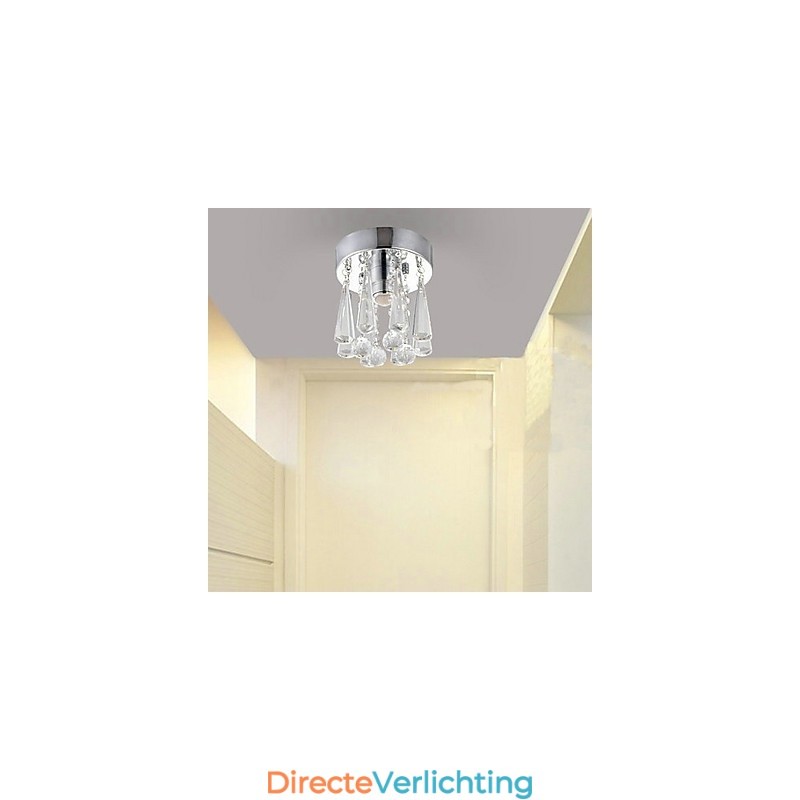 Moderne kristallen 1-lichts plafondlamp in kroonvorm
