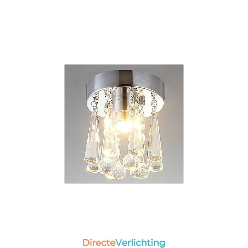 Moderne kristallen 1-lichts plafondlamp in kroonvorm