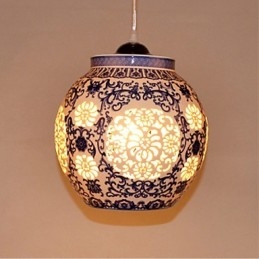 Retro Keramische lamp lamp Trappen Blauwe Enkele Kop Kroonluchter Creatief