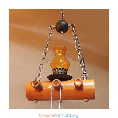 Amerikaanse antieke kroonluchter van bamboe met één kop