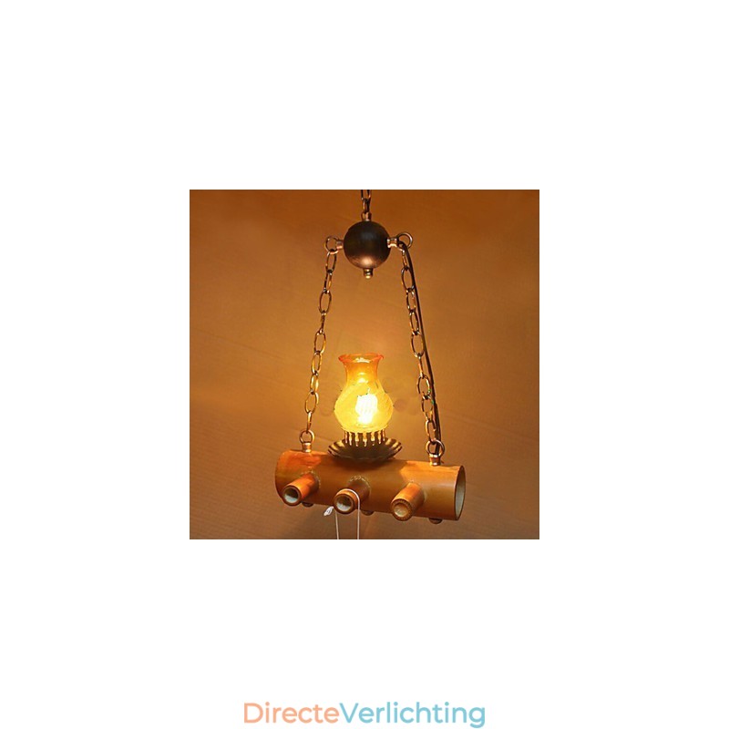 Amerikaanse antieke kroonluchter van bamboe met één kop