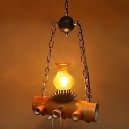 Amerikaanse antieke kroonluchter van bamboe met één kop