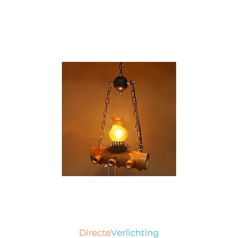 Amerikaanse antieke kroonluchter van bamboe met één kop