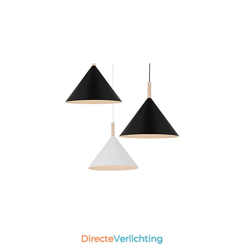 Mini Artistieke Kegelvormige Hanglamp 1 Licht Moderne Eenvoudige Afwerking Zwart Wit Aluminium & Houten Hanglamp