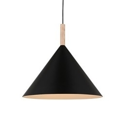 Mini Artistieke Kegelvormige Hanglamp 1 Licht Moderne Eenvoudige Afwerking Zwart Wit Aluminium & Houten Hanglamp
