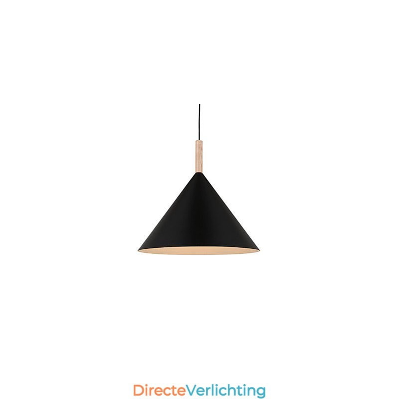 Mini Artistieke Kegelvormige Hanglamp 1 Licht Moderne Eenvoudige Afwerking Zwart Wit Aluminium & Houten Hanglamp