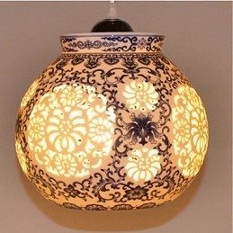 Retro Keramische lamp lamp Trappen Blauwe Enkele Kop Kroonluchter Creatief