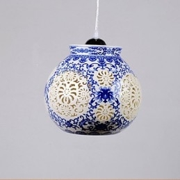Retro Keramische lamp lamp Trappen Blauwe Enkele Kop Kroonluchter Creatief