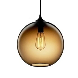 Moderne glazen hanglamp in rond bruin bubbeldesign