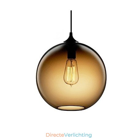 Moderne glazen hanglamp in rond bruin bubbeldesign Moderne glazen hanglamp in rond bruin bubbeldesign