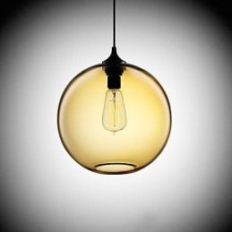 Moderne glazen hanglamp in rond bruin bubbeldesign
