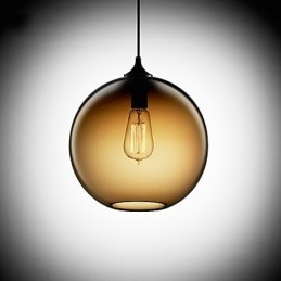 Moderne glazen hanglamp in rond bruin bubbeldesign