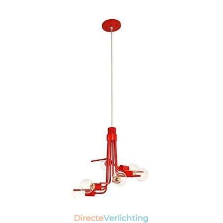Noord-Amerikaanse stijl karakteristieke 6-lichts hanglamp in rood Noord-Amerikaanse stijl karakteristieke 6-lichts hanglamp in rood