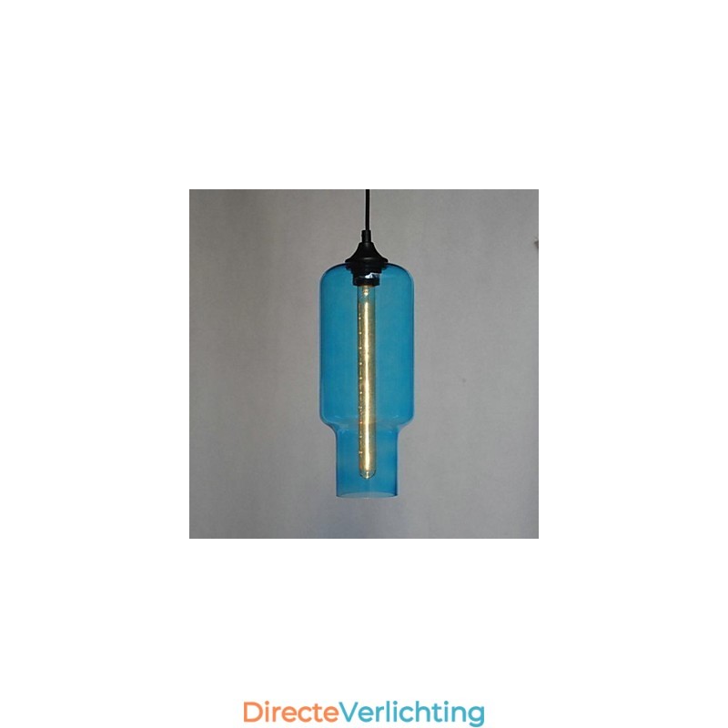 Moderne glazen hanglamp in bruin bubbeldesign