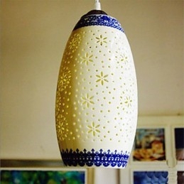 Retro Keramische lamp lamp Trappen Blauwe Enkele Kop Kroonluchter Creatief