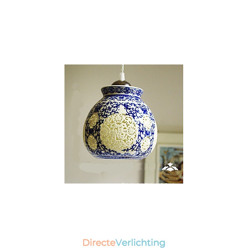Retro Keramische lamp lamp Trappen Blauwe Enkele Kop Kroonluchter Creatief
