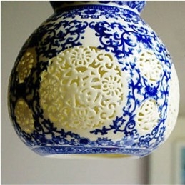 Retro Keramische lamp lamp Trappen Blauwe Enkele Kop Kroonluchter Creatief