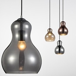 Kalebasvormige hanglamp 1 licht Moderne eenvoud Gouden chroom Roségoud Amber Rookgrijs Glas en koolstofstaal