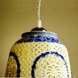 Retro Keramische lamp lamp Trappen Blauwe Enkele Kop Kroonluchter Creatief